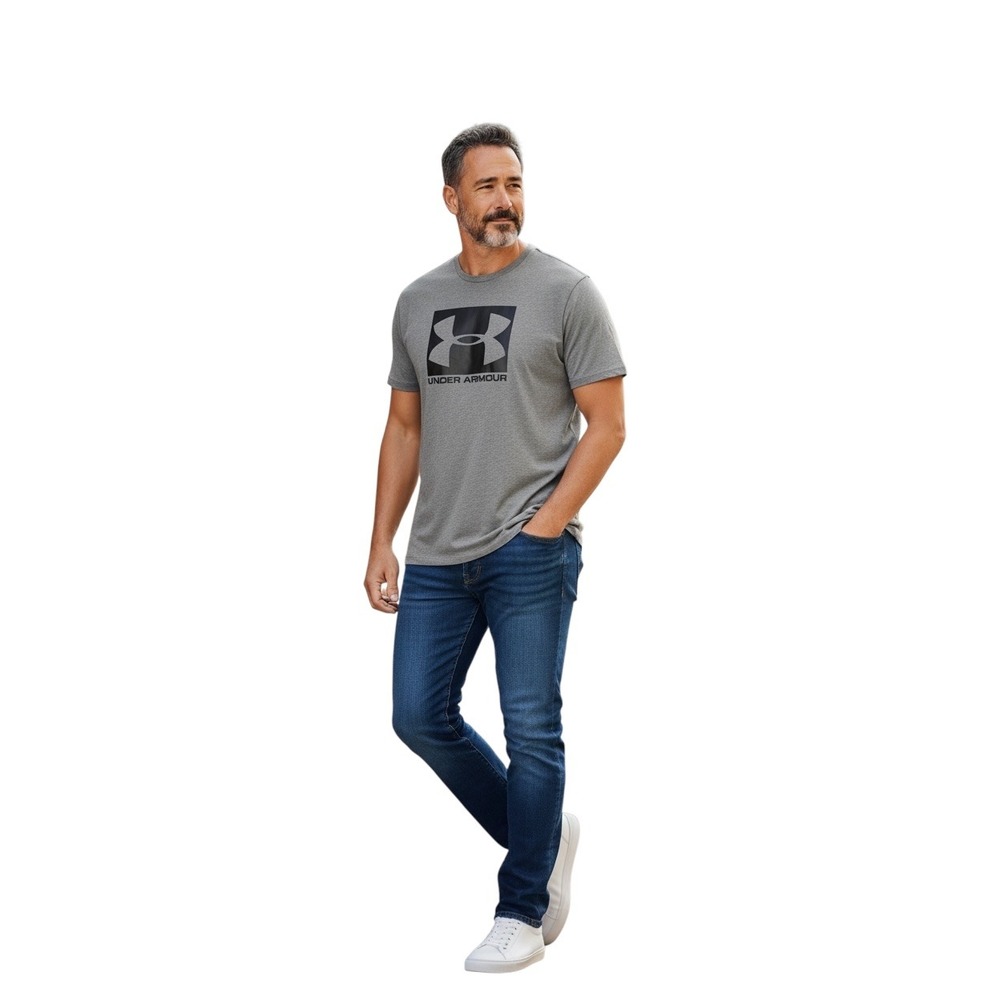 Under Armour Mens UA Boxed Sportstyle Short Sleeve T-Shirt Gray Loose Fit 3XL